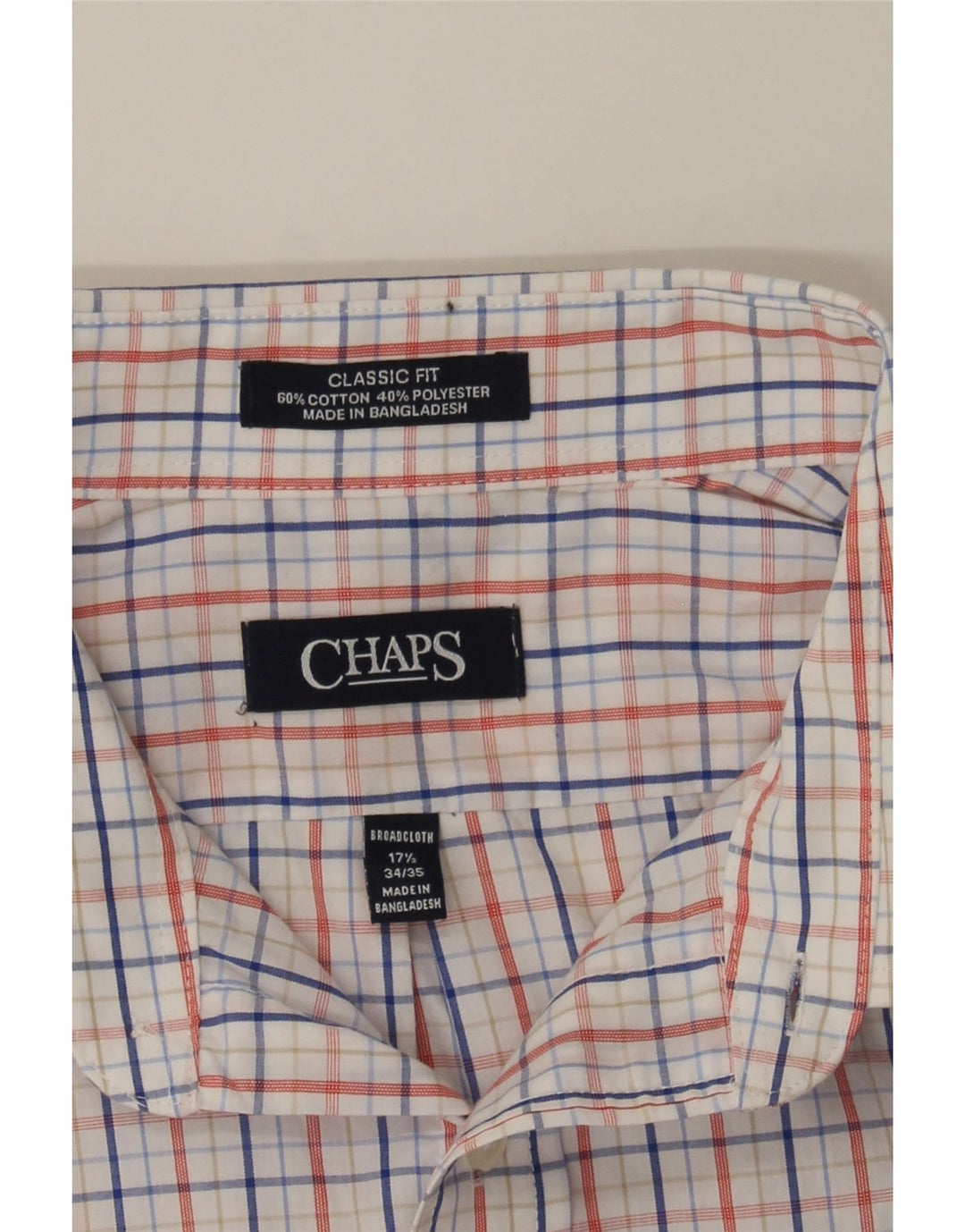 CHAPS Mens Classic Fit Shirt Size 17 1/2 XL Multicoloured Check Cotton Vintage Chaps and Second-Hand Chaps from Messina Hembry 