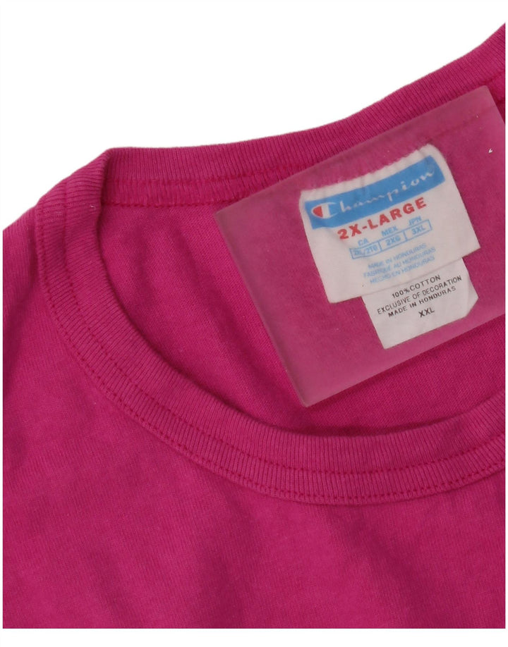 Męska koszulka z grafiką Champion Top 2XL, różowa, bawełniana