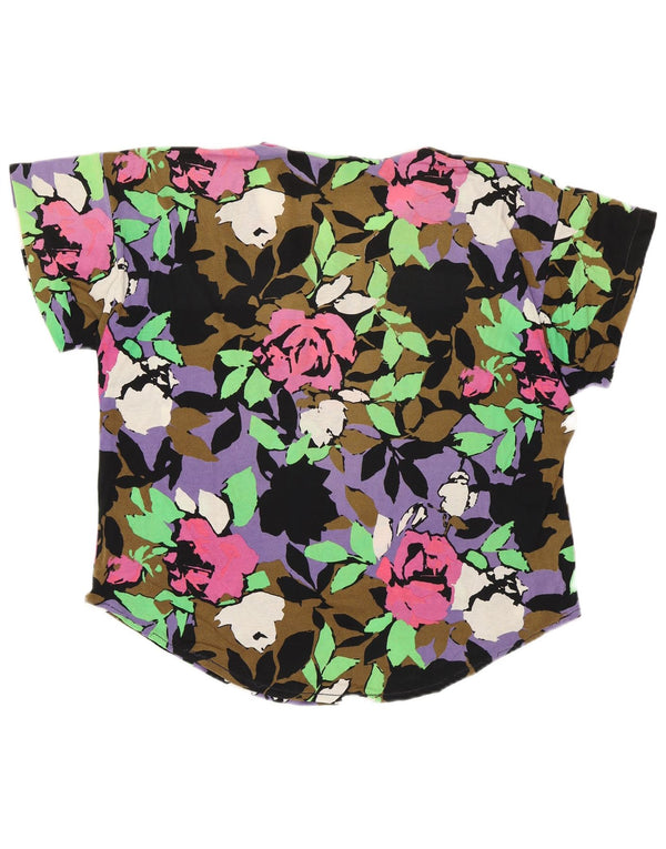 Bluzka damska Vintage Top UK 16, duża, wielobarwna w kwiaty