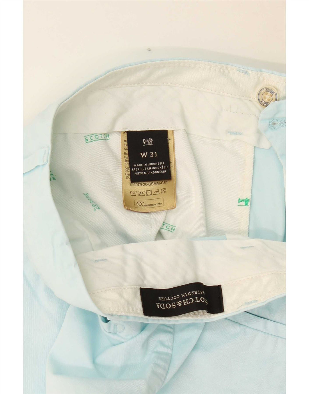 Męskie spodenki Chino Scotch & Soda W31 Średnioniebieskie, bawełniane