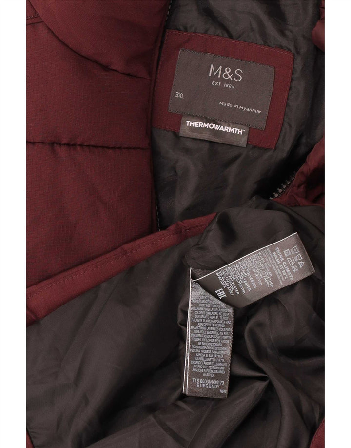Marks & Spencer Męska ocieplana kurtka UK 46 3XL Burgundowy poliester Nowoczesny