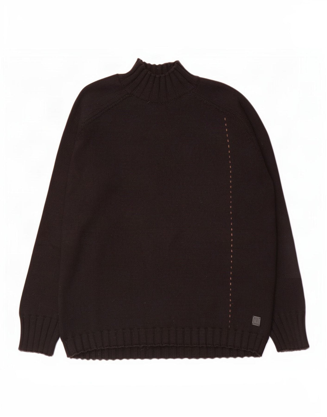 Trussardi Jeans Męski sweter z golfem, duży, czarny, wełniany