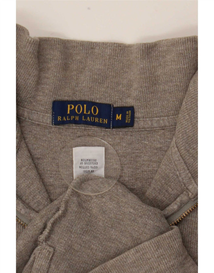 Polo Ralph Lauren Męski top z długim rękawem i zamkiem błyskawicznym, średnioszary, bawełniany
