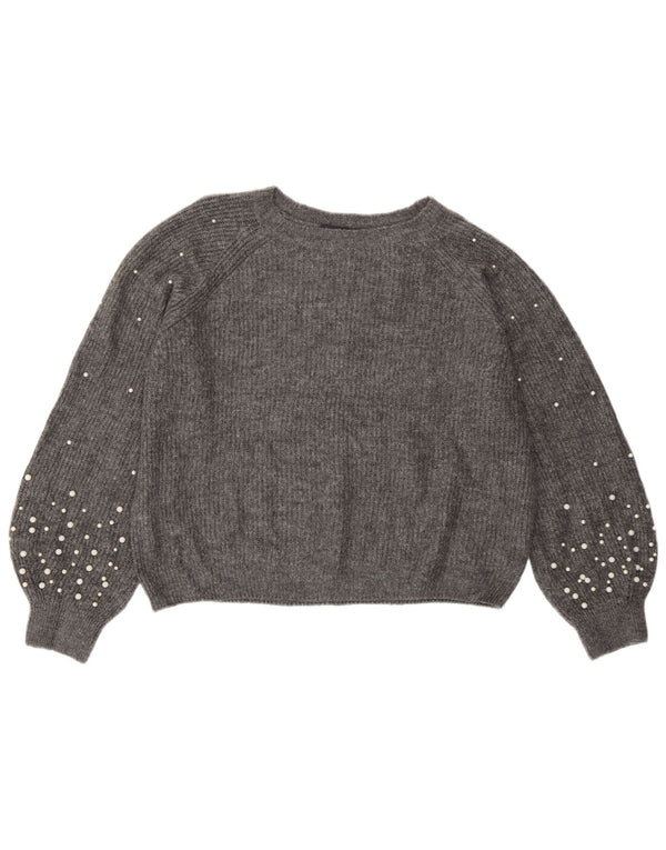 Marks & Spencer Damski sweter z dekoltem w łódkę, UK 14, średni szary, nakrapiany