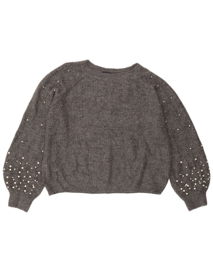 Marks & Spencer Damski sweter z dekoltem w łódkę, UK 14, średni szary, nakrapiany