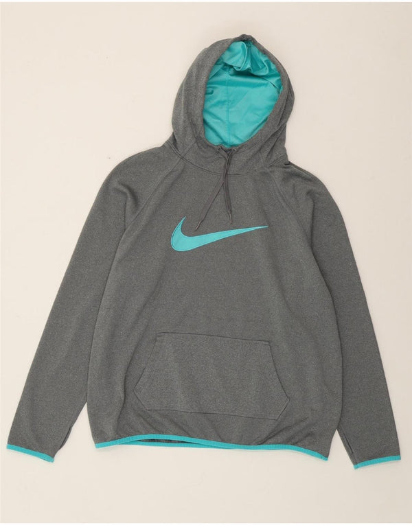 Damska bluza z kapturem NIKE z grafiką, UK 18 XL, szary poliester