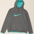 Damska bluza z kapturem NIKE z grafiką, UK 18 XL, szary poliester