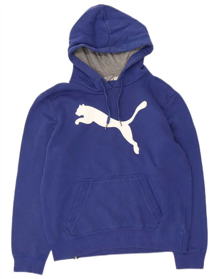 Męski sweter z kapturem Puma z grafiką, mały, niebieski, bawełniany