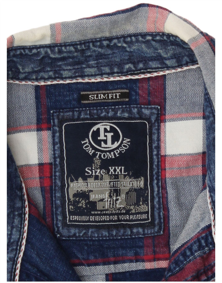 Koszula męska Tom Tompson Slim Fit 2XL, bawełniana, granatowa w kratkę