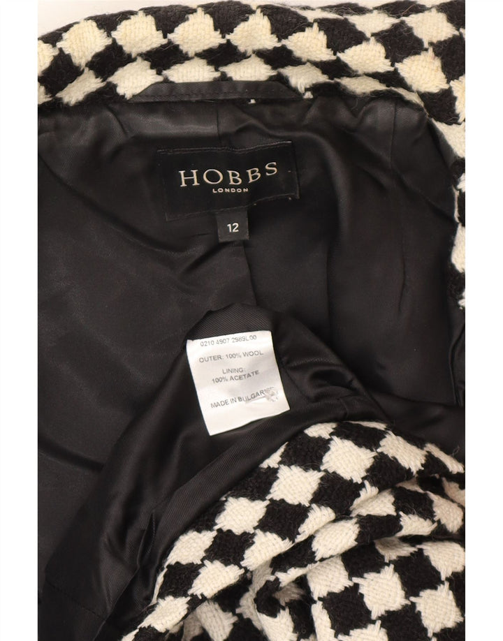 Damska kurtka bolerko z rękawem 3/4 Hobbs UK 12, średnia czarna geometryczna wełna