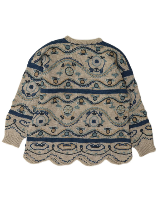 Sweter damski Stefanel z dekoltem w łódkę UK 16, duży, beżowy, geometryczny