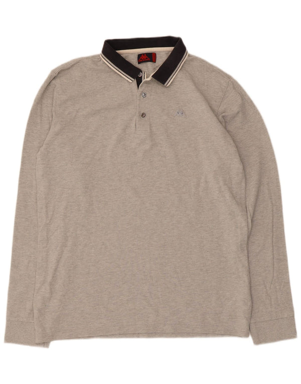 Męska koszulka polo Kappa z długim rękawem, 2XL, szara, nakrapiana bawełna