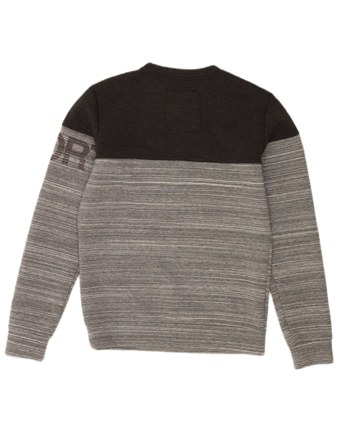 Męski sweter z grafiką Superdry, mały, szary poliester w paski