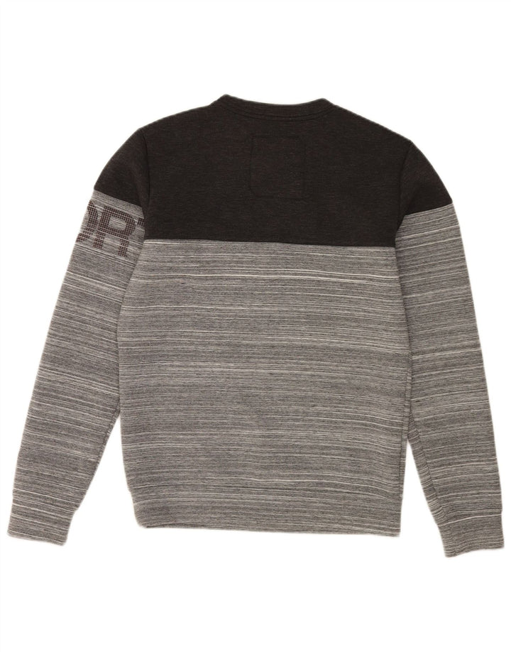 Męski sweter z grafiką Superdry, mały, szary poliester w paski
