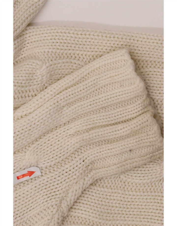 Vintage męski sweter z dekoltem w szpic, akryl w średnie białe paski