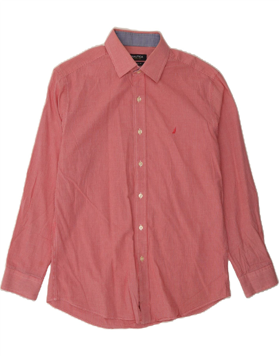 NAUTICA Mens Shirt Size 15 1/2 Medium Pink Gingham Vintage Nautica and Second-Hand Nautica from Messina Hembry 