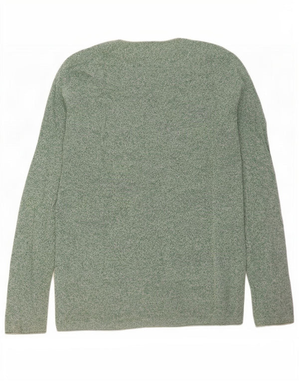Zara Mens Boat Neck Jumper Sweater Large Green Flecked