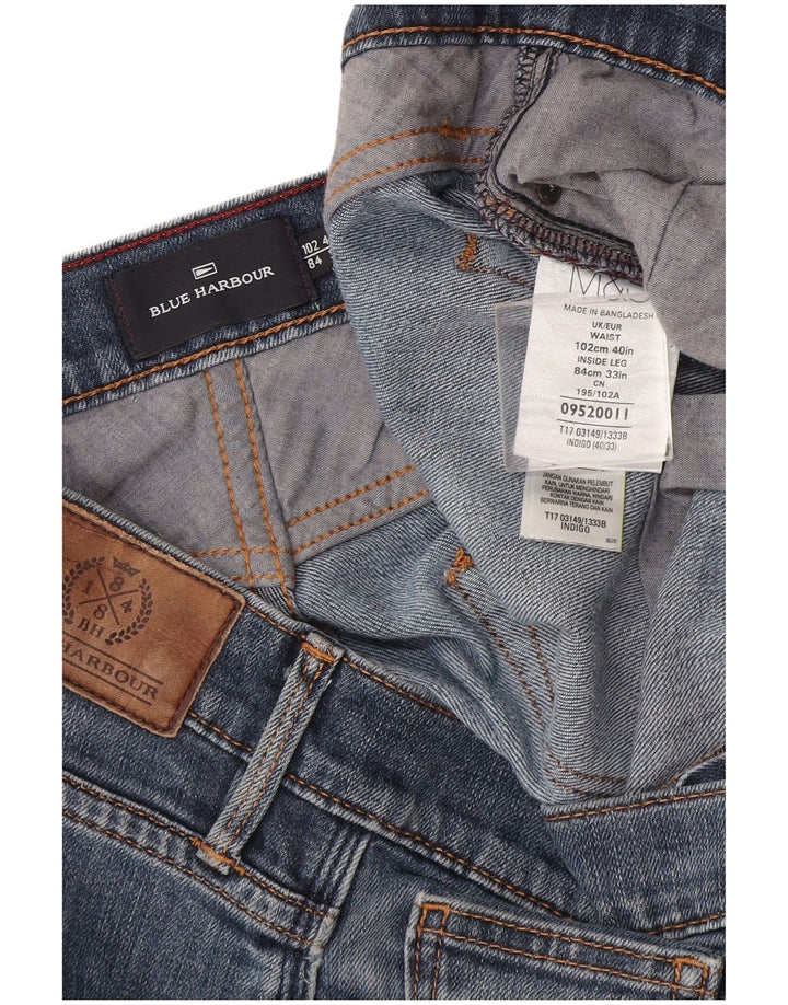 Marks & Spencer Męskie niebieskie dżinsy Harbor Straight W40 L33 Niebieskie bawełniane
