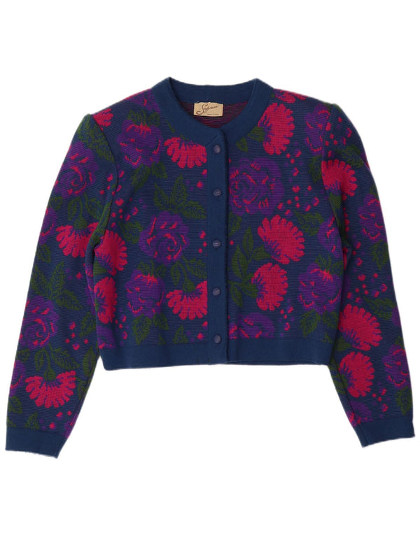 Damski komplet 3-częściowy w stylu VINTAGE IT 46 Large W26 Granatowy, kwiatowy, dziewicza wełna