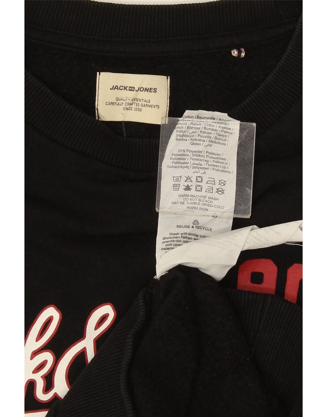 Męska bluza z grafiką Jack & Jones, duża, czarna, bawełniana
