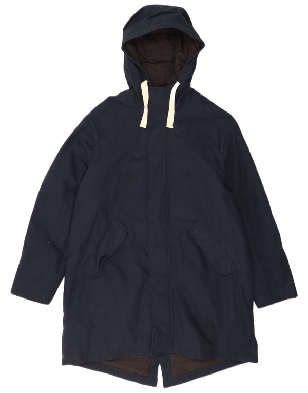 Męska kurtka parka z kapturem Zara UK 40, duża, granatowa, bawełniana