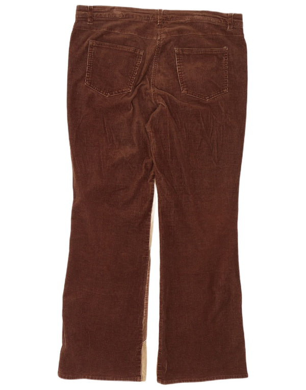 Damskie sztruksowe spodnie Bootcut w stylu vintage UK 18 XL W38 L30 Brązowy blok kolorów
