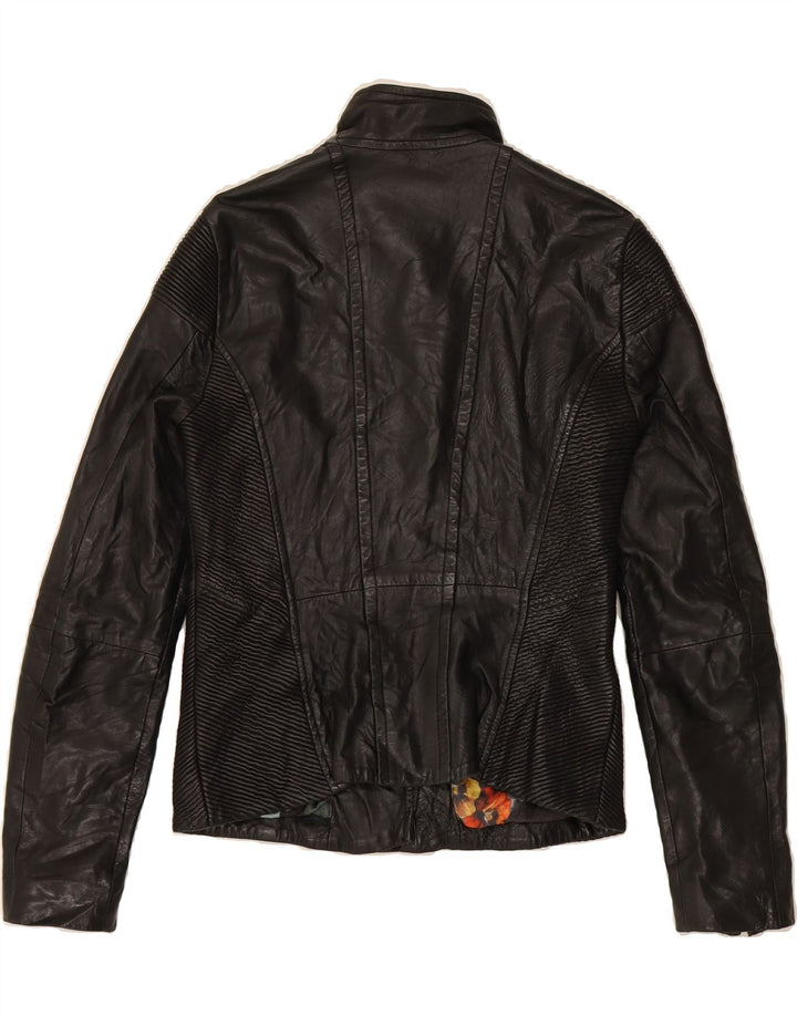 TED BAKER Womens Leather Jacket Size 2 Small Black Leather Vintage Ted Baker and Second-Hand Ted Baker from Messina Hembry 