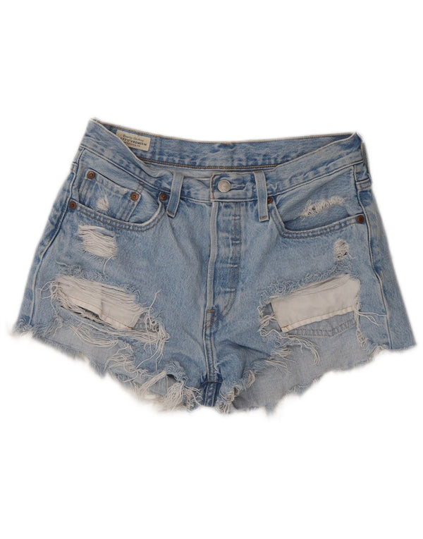 Damskie spodenki jeansowe Levi's 501 z wysokim stanem W27, małe, niebieskie, bawełniane