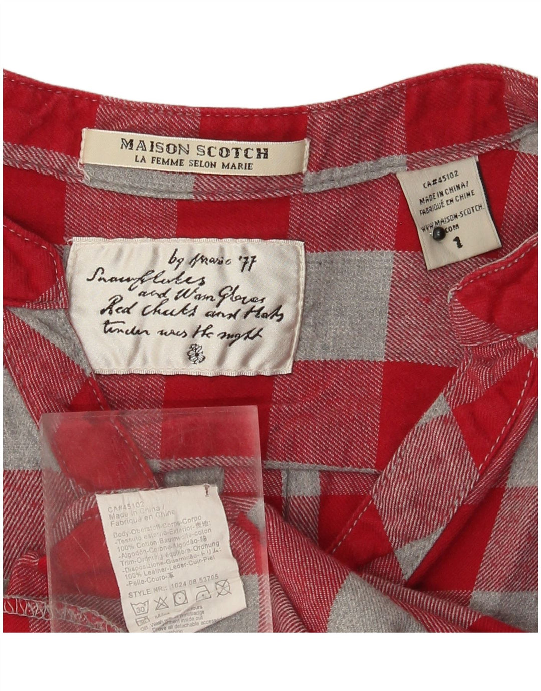 Damska koszula pulowerowa MAISON SCOTCH UK 12, bawełniana w średnią czerwoną kratkę