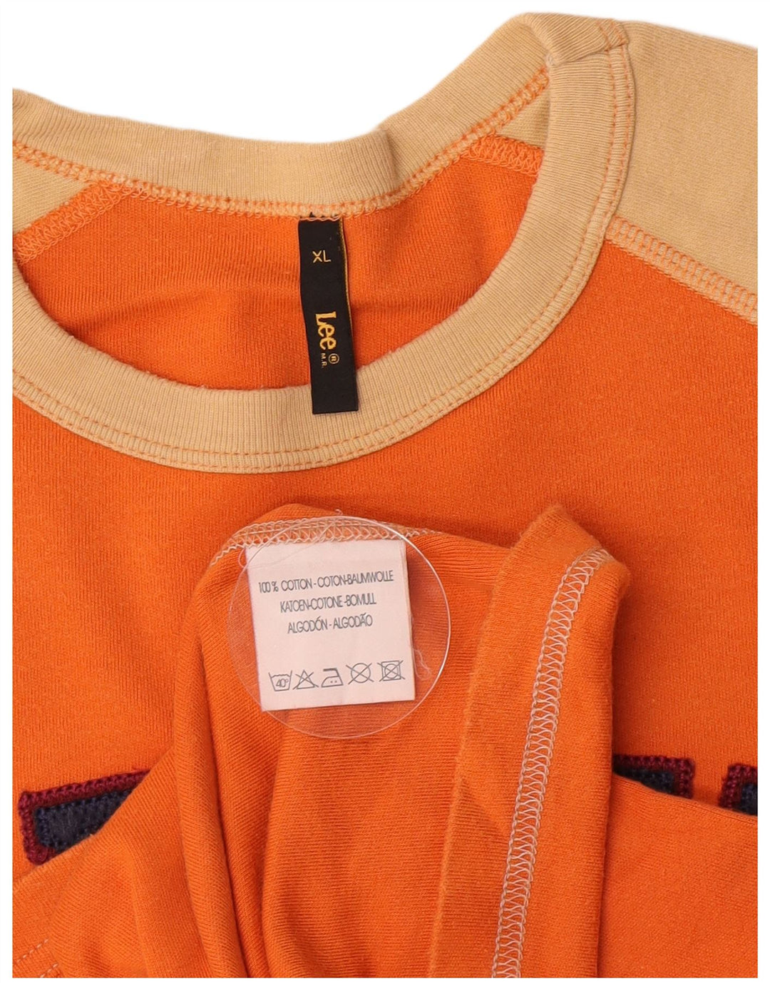 Męski graficzny top Lee z długim rękawem, XL, pomarańczowy, z blokami kolorów, bawełniany