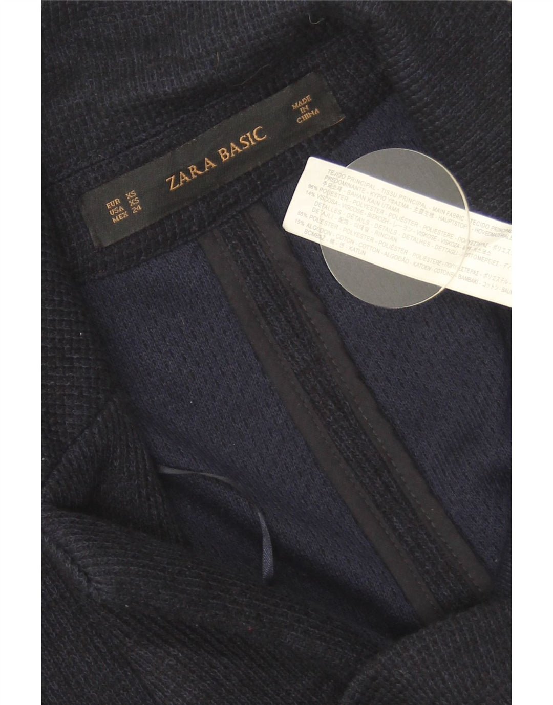 Damska marynarka Zara Oversize zapinana na 1 guzik UK 6 XS Granatowa, poliester