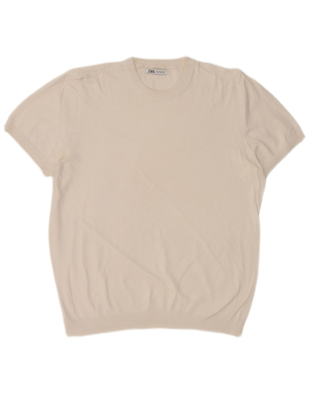 Męska koszulka T-shirt Zara, średnia biel
