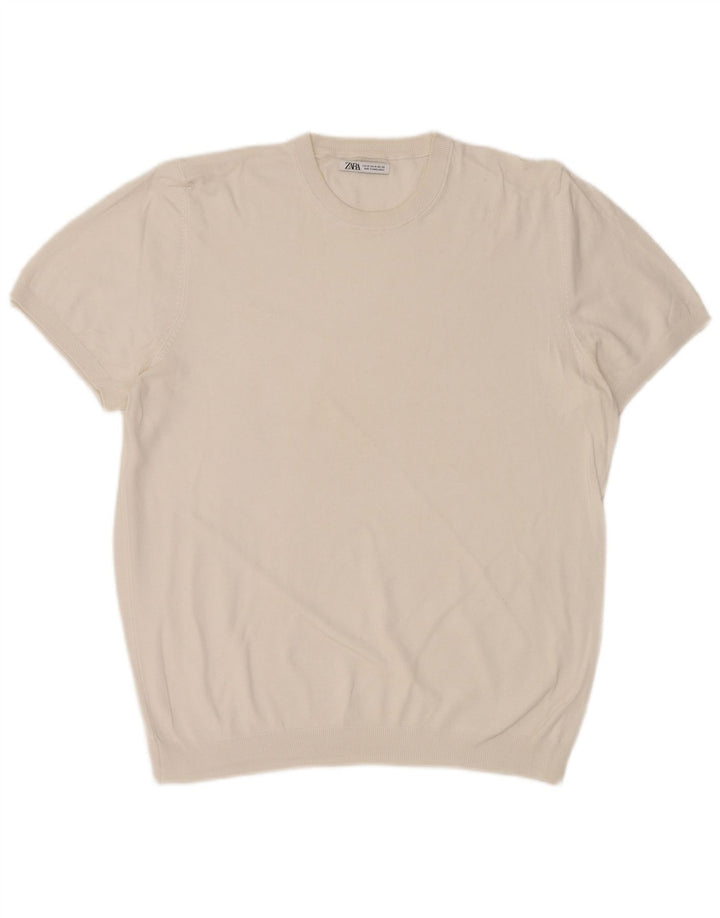 Męska koszulka T-shirt Zara, średnia biel