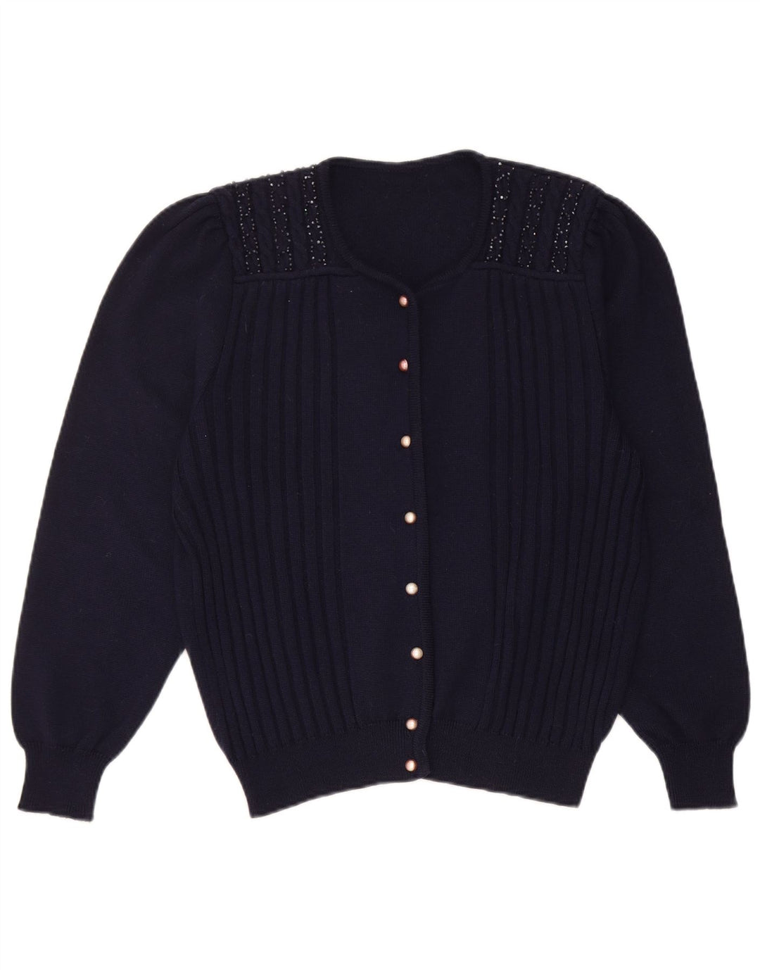 Sweter damski w stylu vintage, brytyjski 14, średni granatowy