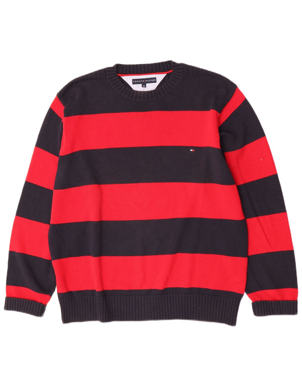 Męski sweter z okrągłym dekoltem Tommy Hilfiger 2XL, bawełniany w czerwone paski