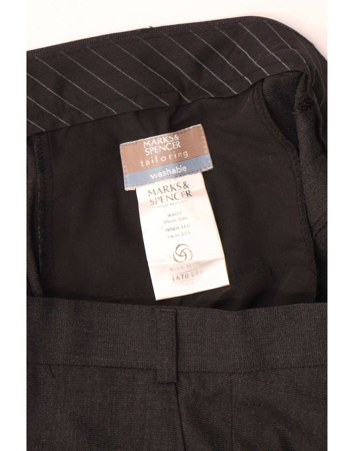 Marks & Spencer Męskie dopasowane proste spodnie chino W36 L27 czarne