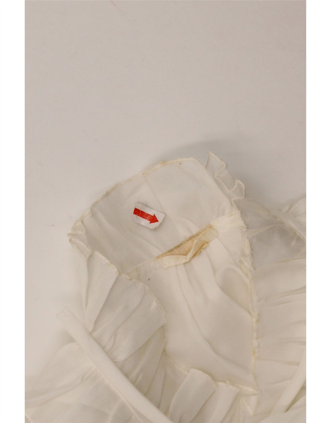 Damska bluzka koszulowa VINTAGE z falbaną z przodu UK 16, duża biała