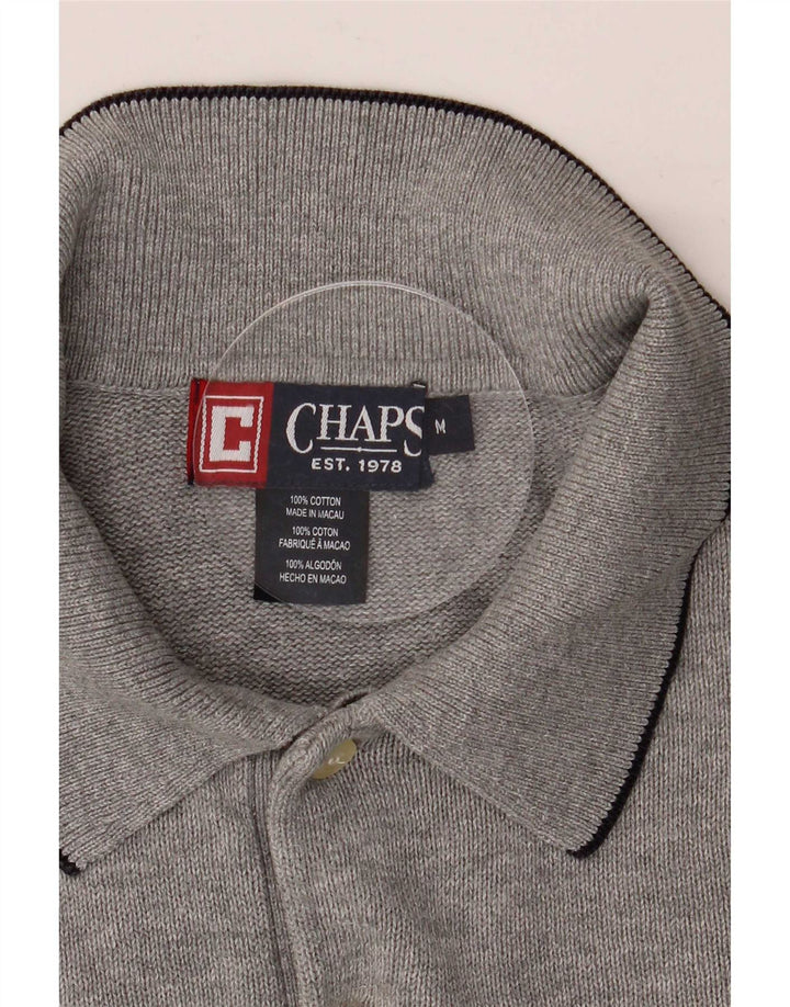 Męski sweter polo Chaps, średnioszary, bawełniany