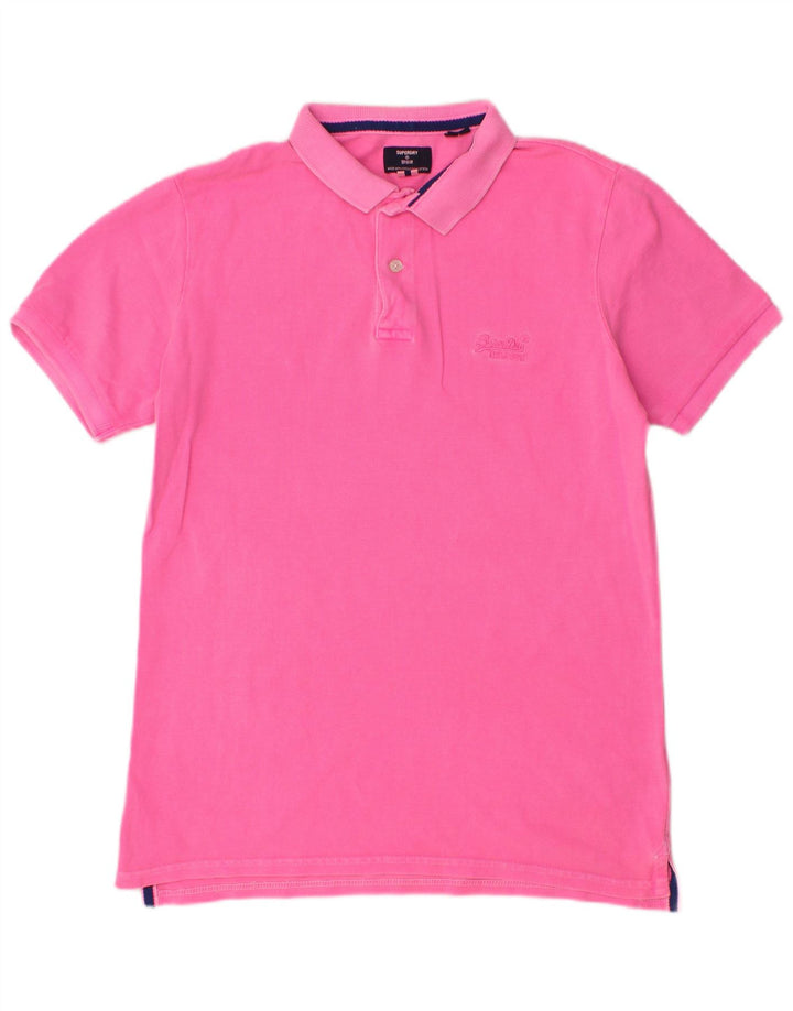 Męska koszulka polo SUPERDRY, średnia, różowa, bawełniana