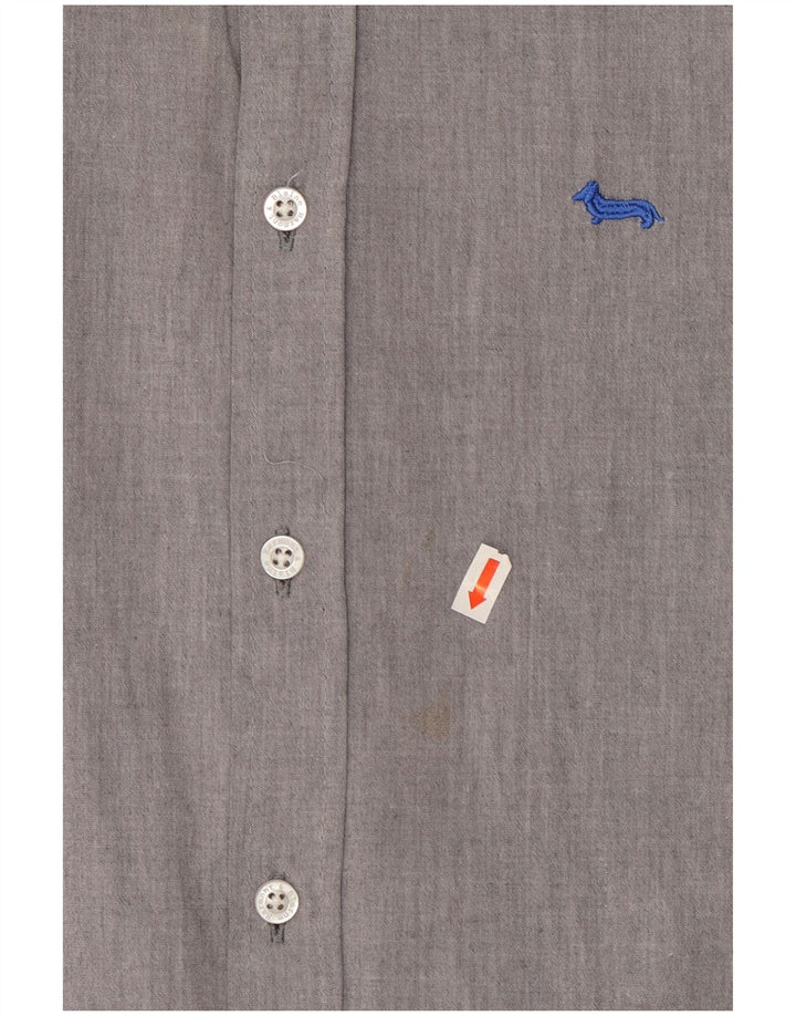 HARMONT & BLAINE Męska koszula slim fit, mała, szara, bawełniana