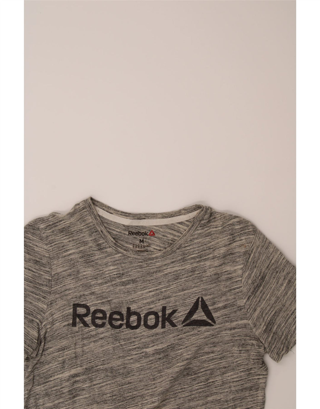 REEBOK Womens Graphic T-Shirt Top UK 12/14 Medium Grey Flecked Vintage Reebok and Second-Hand Reebok from Messina Hembry 