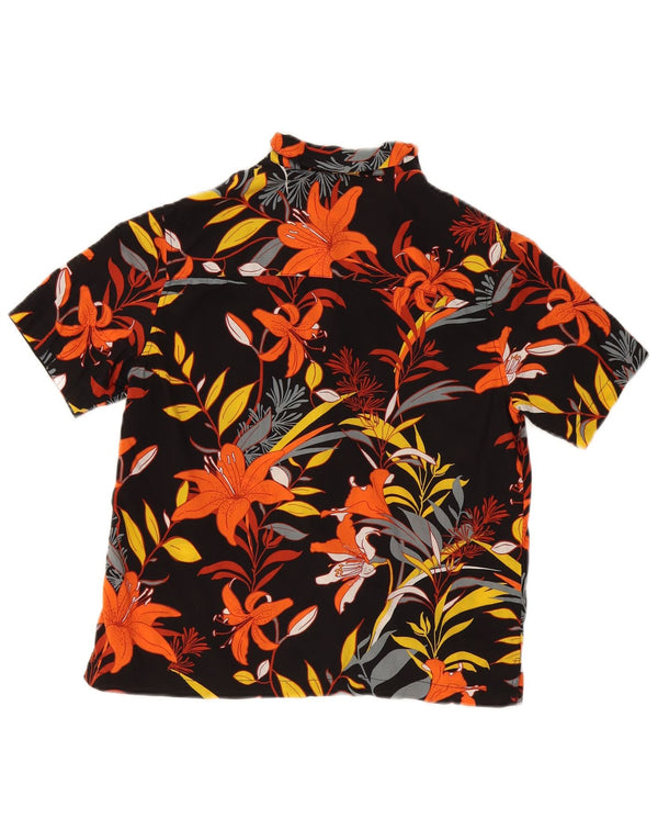 Damska koszulka z krótkim rękawem Superdry UK 10, mała, czarna, w kwiaty, hawajska