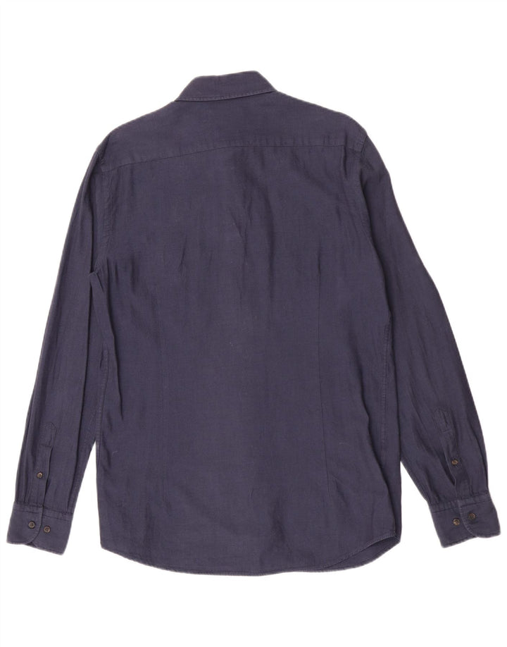 Koszula męska Massimo Dutti, średnia, granatowa, bawełniana