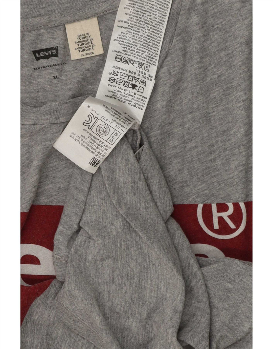 Męski T-shirt z grafiką Levi's Top XL, szara bawełna