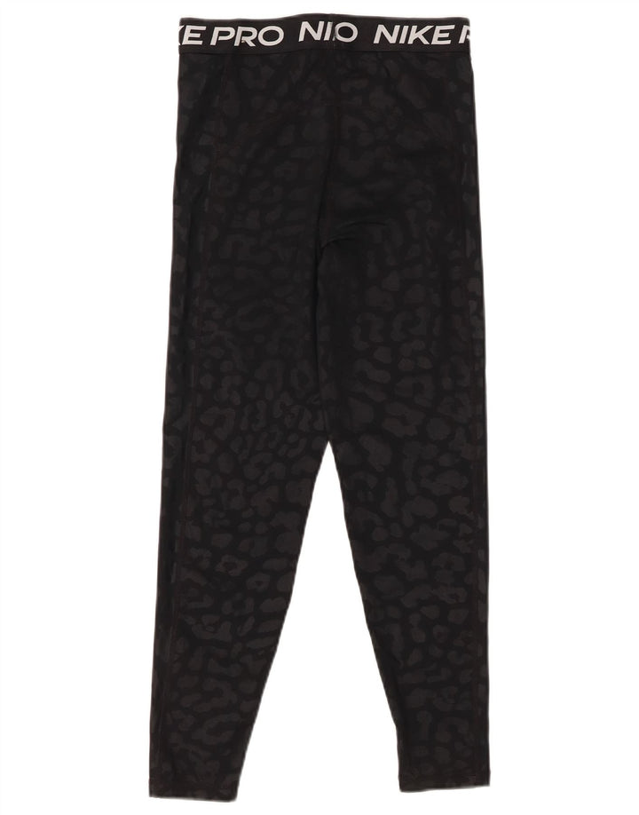 Damskie legginsy Nike Graphic Capri UK 8, małe, czarne, poliestrowe z nadrukiem zwierzęcym