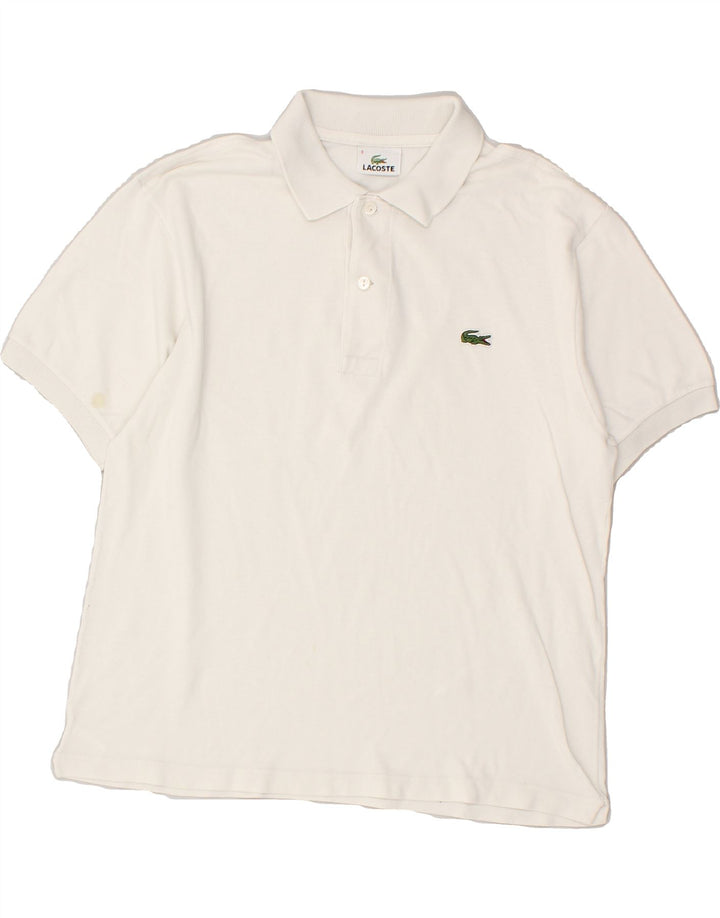 Męska koszulka polo LACOSTE, rozmiar 3, mała, biała, bawełniana