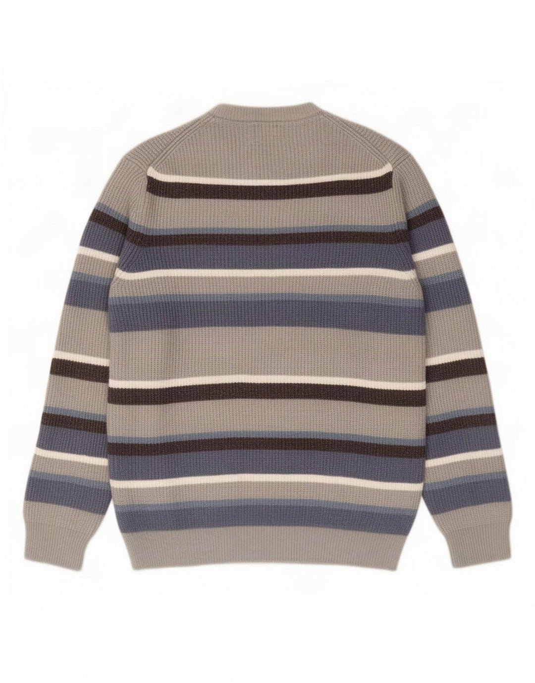 Marks & Spencer Męski sweter z okrągłym dekoltem, duży, szary, poliestrowy w paski