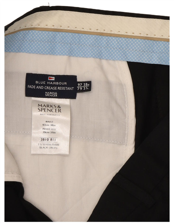 Męskie spodnie garniturowe Marks & Spencer Blue Harbor Straight W38 L31 Czarne