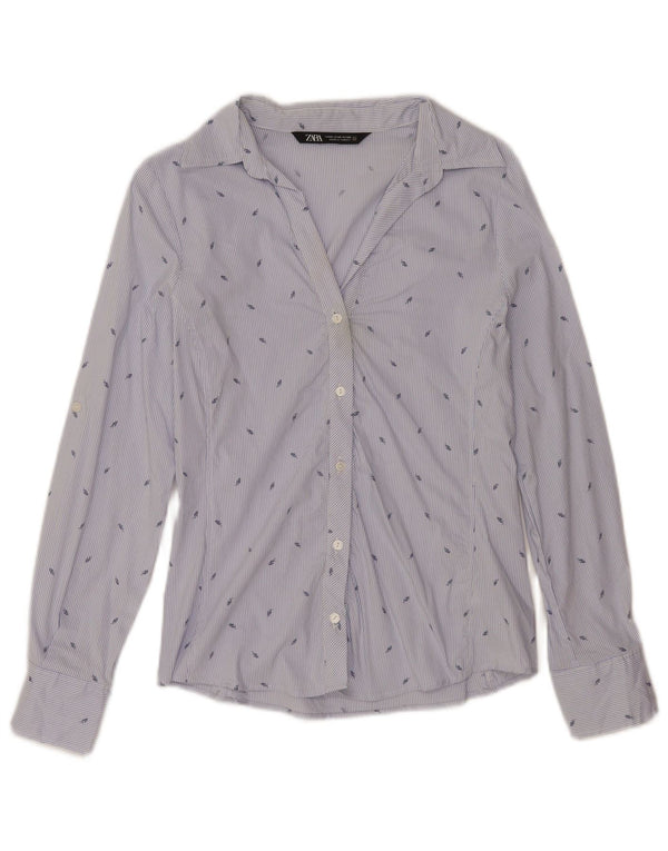 Koszula damska Zara UK 12, bawełniana w średnie niebieskie prążki