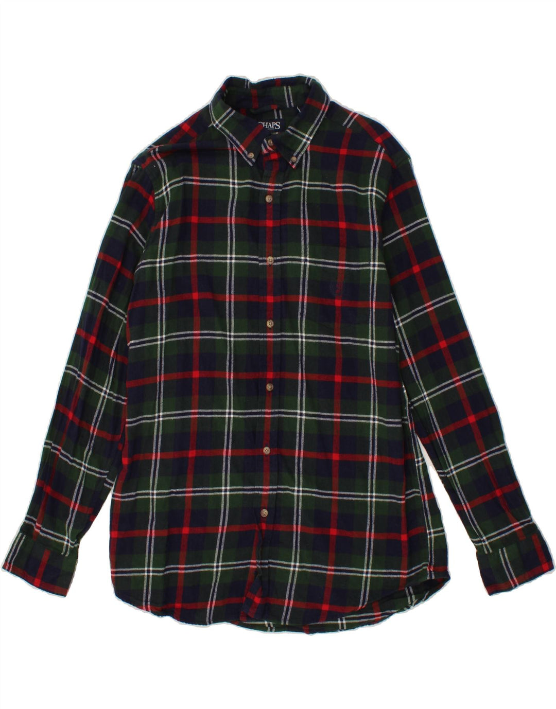 CHAPS Mens Flannel Shirt Medium Navy Blue Check Cotton Vintage Chaps and Second-Hand Chaps from Messina Hembry 
